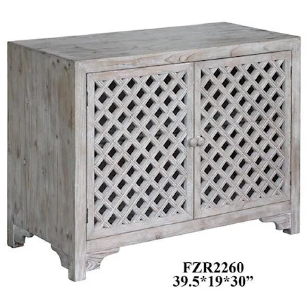 Charlotte 2 Door Light Wash Diamond Lattice Work Cabinet